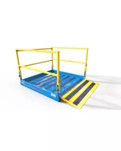 FOLDING GOODS TRANSFER PLATFORM - LTTP-1400X1200-FD - opened up with ramp down.