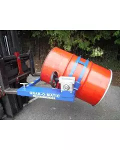 GRAB-O-MATIC LTSC10 DRUM ROTATOR ATTACHED TO A FORKLIFT TRUCK